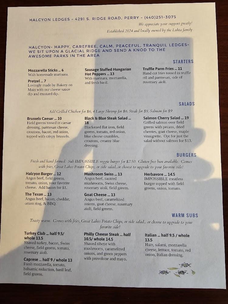Halcyon Ledges Menu image 4